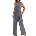 thumbnail image 1 of YTDSCS Womens Sleeveless Jumpsuits Summer One Piece Wide-Leg Pants Women's Solid Color Rompers with Pocket S-2XL, 1 of 7