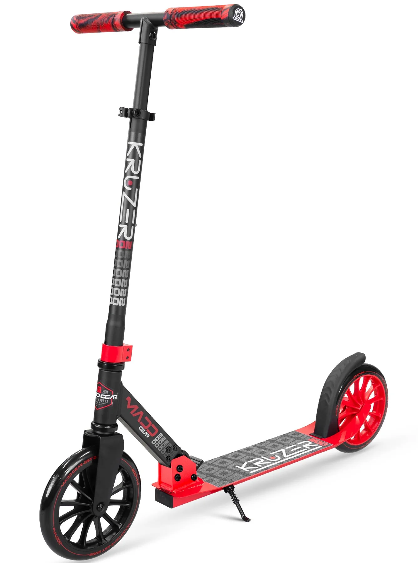 Madd Gear Kruzer 200 Trottinette pliante de déplacement pour adultes et ados Kruzer 200 grandes roues de 200 mm, guidon réglable, cadre en acier carbone léger - Rouge