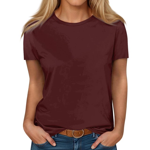 Timegard T-Shirts d'Été pour Femmes à Col Rond, Manches Courtes, Confortables, Basiques, Décontractés, Amples, Blouses