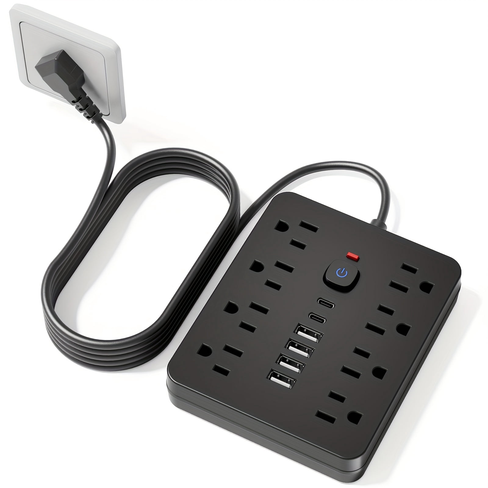 17-in-1/14-in-1 Power Outlet, 5ft Cord, 11/8 Sockets, 4 USB + 2 USB-C Ports, Flat Plug, Wall Mountable, Overload Protection, Ideal for Home Office
