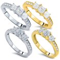 thumbnail image 1 of 1Ct 3 Stone Ring Princess And Round Cut 14K White Gold, 1 of 1