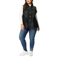thumbnail image 2 of Agnes Orinda Gilet en Jean pour Femme Grande Taille Ourlet Brut Sans Manches Veste en Denim Mode 4X Noir, 2 of 7