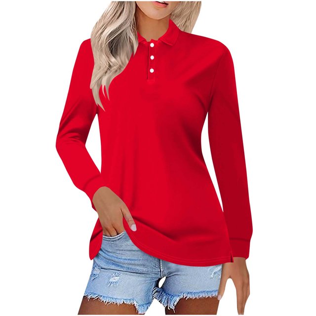 asjyhkr Plus Size Womens Long Sleeve Shirts Button Summer Tops Trendy 2025 Work Business Causal T Shirts
