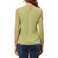 thumbnail image 3 of INSPIRE CHIC Blouses Décontractées pour Femmes à Col Rond en Dentelle Florale à Manches Longues en Chiffon Hauts S Vert Pois, 3 of 6
