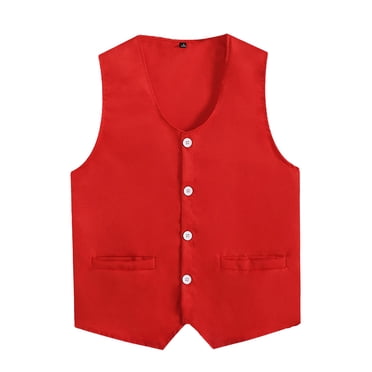 TSSOE Kids Boys Girls Volunteer Waistcoat Activity Vest Solid Color Party Costume Uniform Red S/10