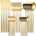 thumbnail image 1 of MesaSe Silverware Sets  30 Pieces Stainless Steel Flatware Set  Utensils Set Service for 6  Tableware Cutlery Set for Home and Restaurant  Knives Forks Spoons  Mirror Polished  Gold, 1 of 8