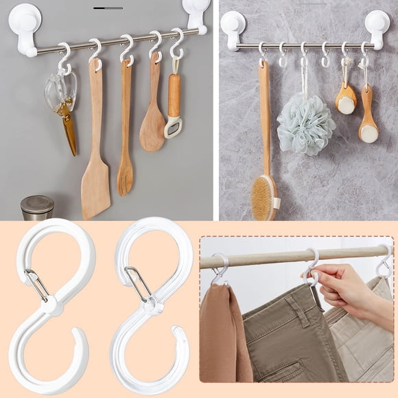 Vaidha Lot de 8 Crochets en S Grands Crochets Multifonctions en Forme de S avec Boucle Crochet en S pour Suspendre Manteau,Sac, Tasses pour Cuisine Salle de Bain 2,56 Pouces
