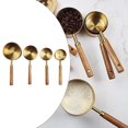 thumbnail image 2 of Stainless Steel Measuring Cups and Spoons Set Gold with Wooden Handle Metal Kitchen Measure Set for Kitchen Dry Liquid Food Baking Tools Cafe - Measuring Cup, 2 of 8