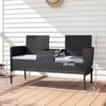 thumbnail image 3 of Outsunny Mobilier de Patio, Causeuse en Rotin PE à Table Centrale, Coussin, Gris Pâle, 3 of 10