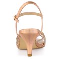 thumbnail image 3 of BLISSFUL STEP Women's PU Ankle Strap Rhinestone Kitten Heel Sandals, 3 of 6