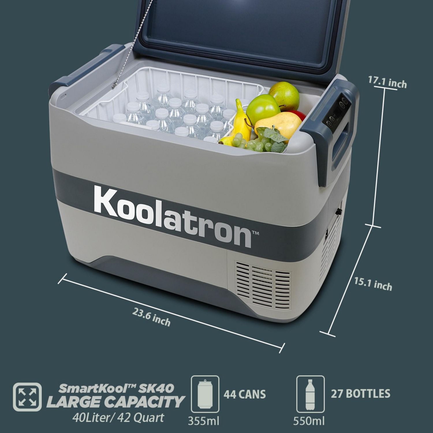 Koolatron SmartKool Refroidisseur Congélateur Portable, 42 Quart (40L), Bluetooth Activé, 12V DC/110V AC pour Voyage, Camping, Voiture, VR, Queue de Partie, BBQ, Hôtel