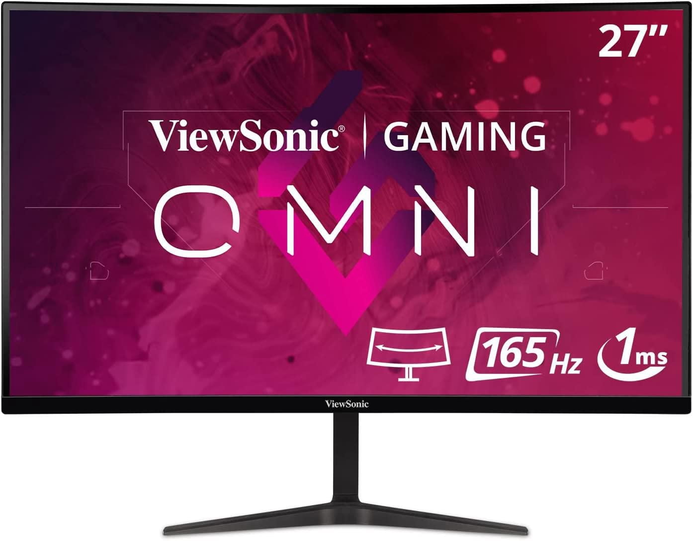 Viewsonic 27 Inch WQHD 1440p 165Hz 1ms Curved Gaming Monitor with Adaptive-Sync Eye Care HDMI and Display Port