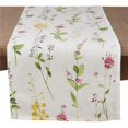 thumbnail image 1 of Saro Lifestyle Chemin de Table Tiges Florales Aquarelle 54 Pouces Lin Blanc Cassé, 1 of 1