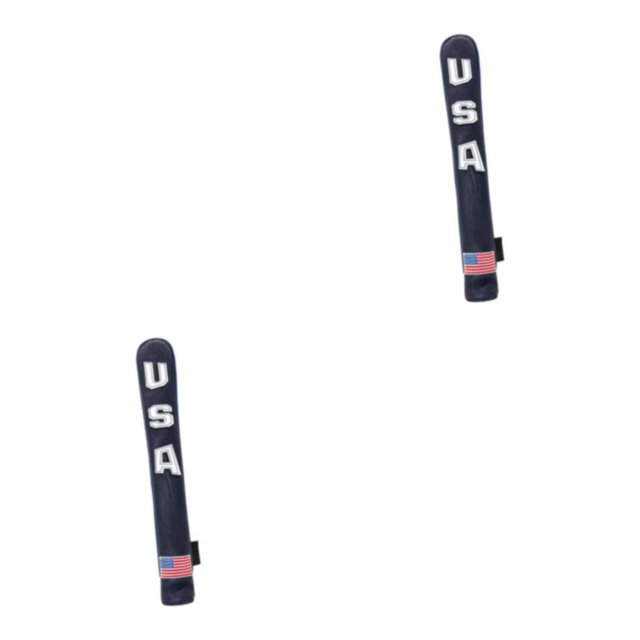 Decodeary PU for Golf Alignment Stick Cover Case Waterproof Holder Premium Embroidered Blue White 33 x 5.5cm 2Set