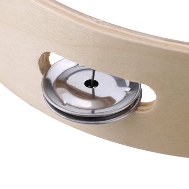 Tambourine Kids 8" Hand Held Wood Headless Tambourine Bell with Metal Single Row Jingles and Wood Quality Children Educational Musical Percussion Toy for Party Dancing Games