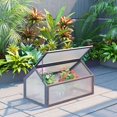 thumbnail image 2 of Outsunny Wooden Cold Frame Greenhouse, Portable Raised Planter, Grey, 2 of 10