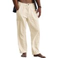 thumbnail image 2 of Daeful Mens Trousers Drawstring Pants Summer Solid Fashion Sweatpants Khaki M, 2 of 9