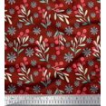 thumbnail image 1 of Soimoi Red Cotton Duck Fabric Snowflake & Red Berries Fruits Decor Fabric Printed Yard 42 Inch Wide, 1 of 1