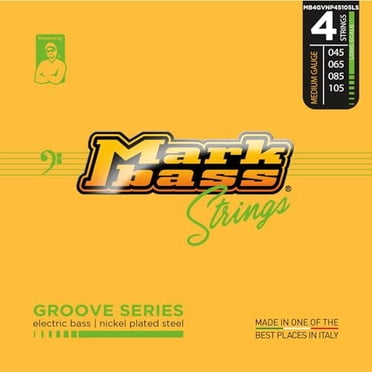 DV Mark Groove Series - Ensemble de 4 Cordes de Basses Électriques, Jauge Moyenne (45-105) - Cordes de Guitare en Acier Nickelé, Longue Échelle