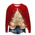thumbnail image 2 of UPPADA Chandails de Noël pour Femmes, Imprimé d'Arbre de Noël, Chandail à Manches Longues, Hauts à Enfiler, Automne, Chandail Confortable, Col Rond de Noël, Offres 2024 pour Femmes, 2 of 4