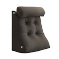 thumbnail image 1 of Reading Bed Resting Pillow Arc Shaped Raised Backrest Soft Fabric Ergonomic Back Neck Support Washable Detachable Side Pocket 45x55cm for Sofa Bed Window Decoration, 1 of 3