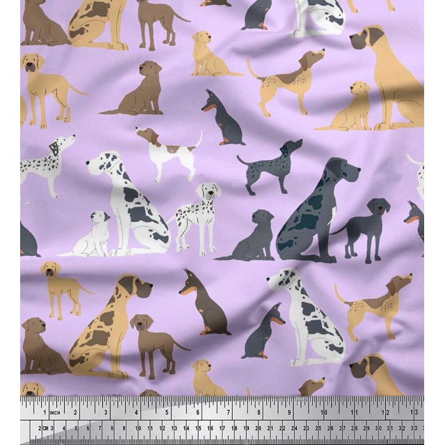Soimoi Violet Moss Tissu Georgette Mélange Tissu Imprimé Chien au Mètre 44 Pouces de Large