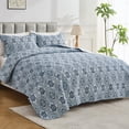 thumbnail image 2 of Hitime Luxury Printed Quilt Set Queen Size, Lightweight Comforter Set, Oversized Bedspread Coverlet Quilted Bedding Set, with 2 Matching Pillowcases, for All Season, 2 of 8