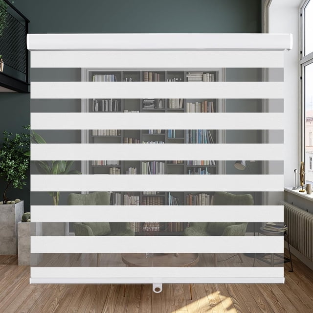 Cordless Zebra Blinds Roller Shades for Window-Dual Layer Sheer Blinds Light Control with Valance Day Night Privacy Light Filtering Fabric ; W x ; H (W.xHcm)
