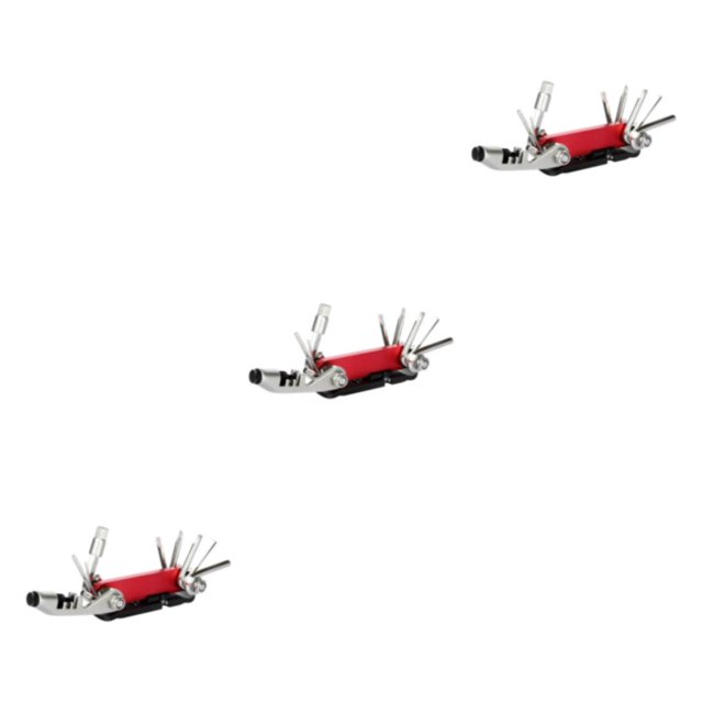 relayinert Ensemble de Réparation de Vélo 15 en 1 Portable Outil de Réparation de Cyclisme Multifonction Léger Pliant Clé à Douille Hexagonale Rouge 3 Pcs