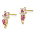 thumbnail image 2 of 14K Or Jaune Madi K Clair & Rouge CZ Fleur Post Boucles d'Oreilles, 2 of 2