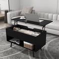 thumbnail image 2 of Costway Lift Top Coffee Table with Hidden Compartment Open Storage Shelves for Reception Black, 2 of 10