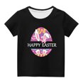 thumbnail image 2 of EGNMCR Blouses & Chemises à Manches Courtes Col Rond pour Tout-Petits Garçons Filles Mode Imprimé Ufs de Lapin de Pâques, 2 of 4