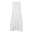 thumbnail image 4 of CHOK Robes Soleil Femmes Été Décontracté Sans Manches Lin Coton Fluide Poche Longue Maxi Robes d'Été pour Femmes Couleur Unie Grande Taille Robe pour Femmes Col en V Robe de Collation des Grades, 4 of 8