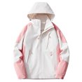 thumbnail image 2 of hoksml Manteau à Capuche Décontracté pour Femme Printemps Automne Léger Mince Mode Imperméable Coupe-Vent Veste à Fermeture Éclair avec Poches Zippées, 2 of 3