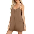 thumbnail image 1 of AherBiu Rompers for Women Casual Loose Summer Jumpsuits Spaghetti Strap Overalls Shorts with Pockets, 1 of 7