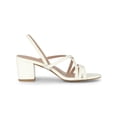 thumbnail image 3 of BLISSFUL STEP Sandales à Talons Hauts Blocs à Brides, Slingback, Unies pour Femmes Blanc 7, 3 of 8