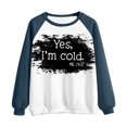 thumbnail image 4 of 50 % de Rabais Liquidation Chandail en Molleton Surdimensionné pour Femmes 2023 T-shirt Imprimé Manches Longues Blouse Col Rond Hauts Décontractés Chandail en Molleton, 4 of 5