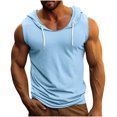 thumbnail image 2 of Styesk Tank Tops Men Fashionable Men's Solid Color Sleeveless Fitness Drawstring Hooded Top, 2 of 6