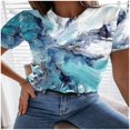 thumbnail image 1 of Tee Crewneck And Floral Print Scrub Milk Silk Tee, 1 of 2