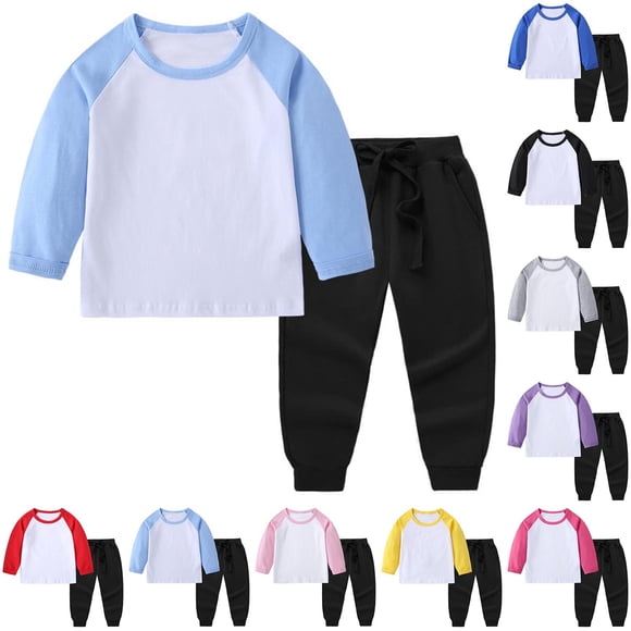 lcziwo Gifts for Dad! Kids Boys Girls Cute Color Block Long Sleeve Pullover Tops and Drawstring Jogger Pants with Pocket Sweatsuit 2 Piece Sets Fall Winter Clothes