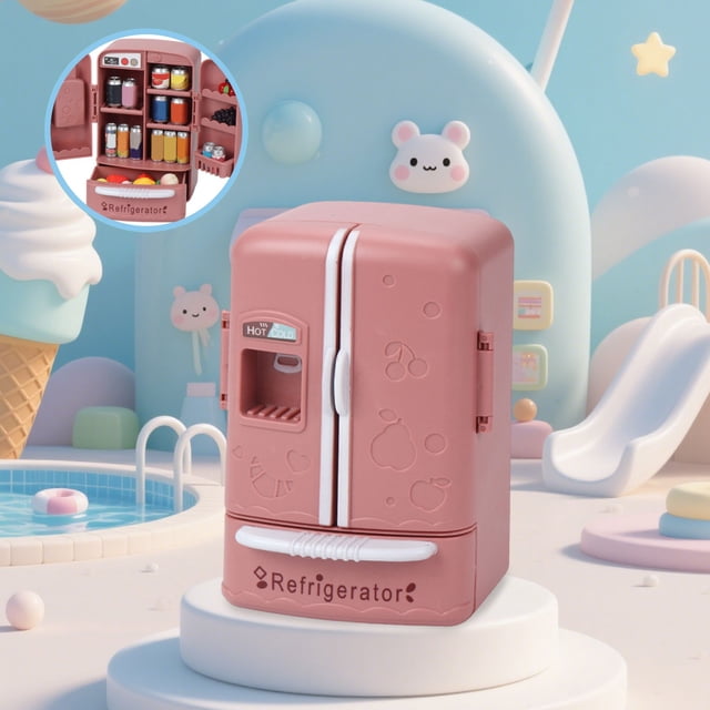 Miniature Food Toy Simulation Mini Refrigerator Doll House Kitchen Scene Decoration Funny Children's Play Simulation Refrigerator Kitchen Toy