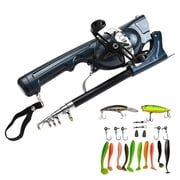 Visland Folding Fishing Rod with Spinning Reel Built-in 80M Line Ergonomic Handle Portable Telescopic Fishing Pole Outdoor Fishing Accessories