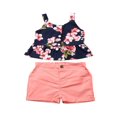 thumbnail image 3 of Toddler Girls Floral Print Cropped Tops+Solid Color Shorts Clothes Set, 3 of 7