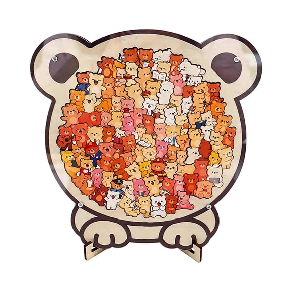 Bear Shaped Wooden Puzzle with Stand for Home Display Unique Animal Idea Indoor Decorative Piece for Puzzle Lovers
