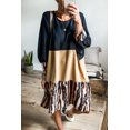 thumbnail image 1 of FOLUNSI Style-Savvy Mini Dress: Bishop Sleeves & Tiger Stripe Vibe, 1 of 5