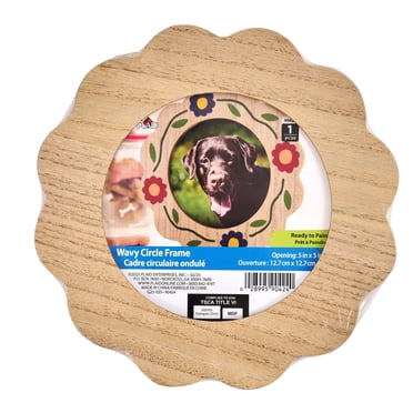 Plaid Unfinished Wavy Circle Wood Frame