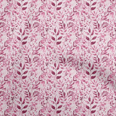 oneOone Viscose Chiffon Rose Fuchsia Tissu Floral Tissu pour Robe Tissu Imprimé Tissu au Mètre 42 Pouces de Large