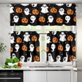 thumbnail image 2 of Halloween Ghost Kitchen Curtains and Valances 3 Piece Set,Valance Curtains for Kitchen Windows Halloween Kitchen Curtains Tiers and Valances for Cafe Living Room Window Decor, 2 of 5