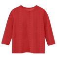 thumbnail image 4 of Bwiyojiz Tailles Mode 110-160 T-Shirts/chemises pour Enfants à Couleur Unie à Manches 3/4 à Col Rond, Rouge, 4 of 5