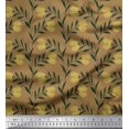 thumbnail image 1 of Soimoi Brown Rayon Fabric Leaves & Clover Flower Hand Drawn Decor Fabric Printed Yard 42 Inch Wide, 1 of 1